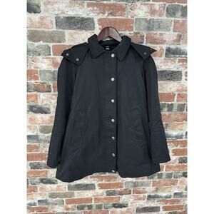 Vintage Burberry Brit Black Button Up Hooded Jacket Size 8 (Women’s M/L)